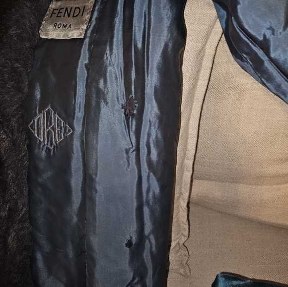 Natural Fur Coat by Neiman Marcus. Vintage Blue/Green Fendi. Size small. - Picture 12 of 14